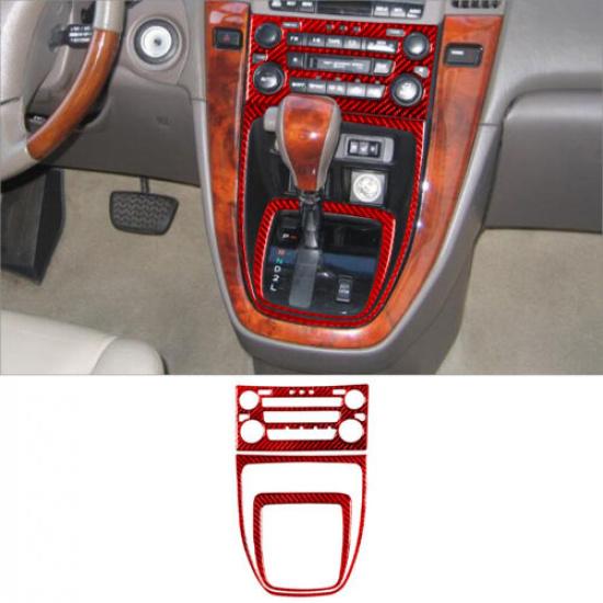 3Pcs Red Carbon Fiber Interior Central Console Cover Trim For Lexus RX300 98-03