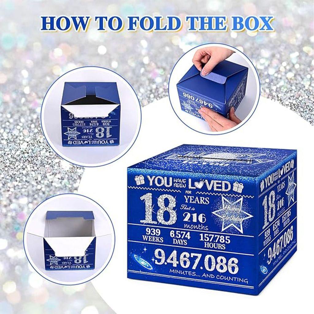 Time Silver Blue Style Paper Gift Box For Birthday And Holiday Decorations Event
