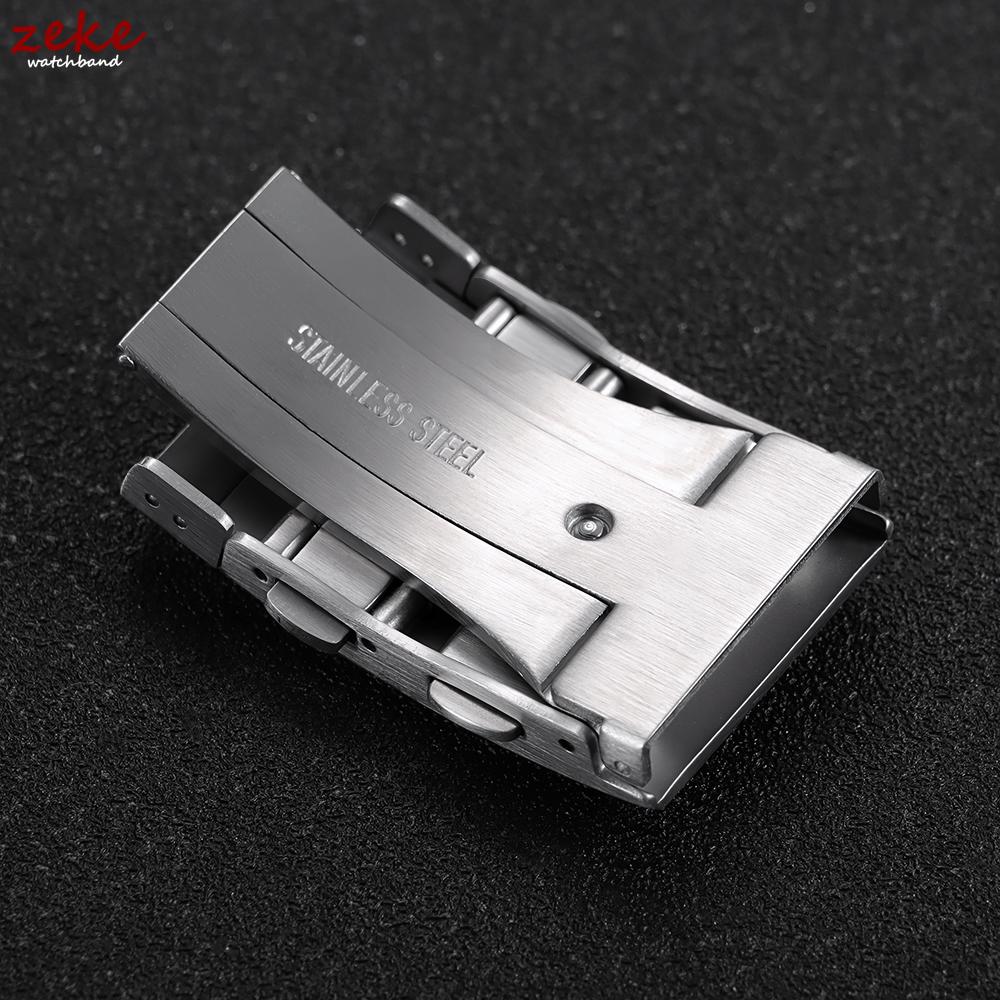 Luxury 316L Solid Stainless Steel Watch Clasp 18/20/22mm Extendable Adjustable Folding Watch Buckle Premium Metal Silver Button