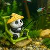 Unique Design Resin Material Fishing Panda Ornament Panda Theme Cute Resin Statue Bamboo Chair Panda Pond Ornament