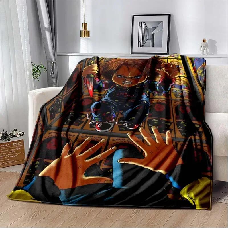 3D Horror Movie Character Chucky Saw Cartoon Area Blanket Fashion Soft Cozy Living room Bedroom Sofa Bed Travel Blanket