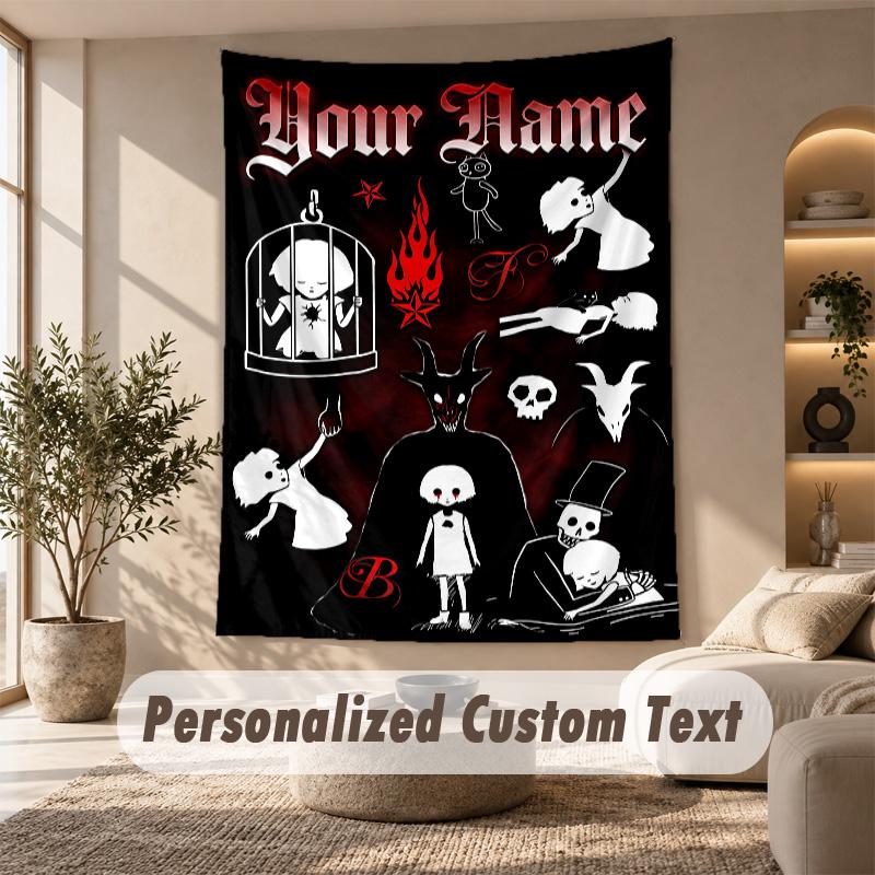 Tapestry Custom Name Text, Wall Hanging Tapestry Home Room DecorFran Bow