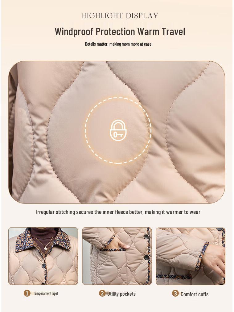 Pasite Women's Padded Printed Lapel Loose Winter Jacket