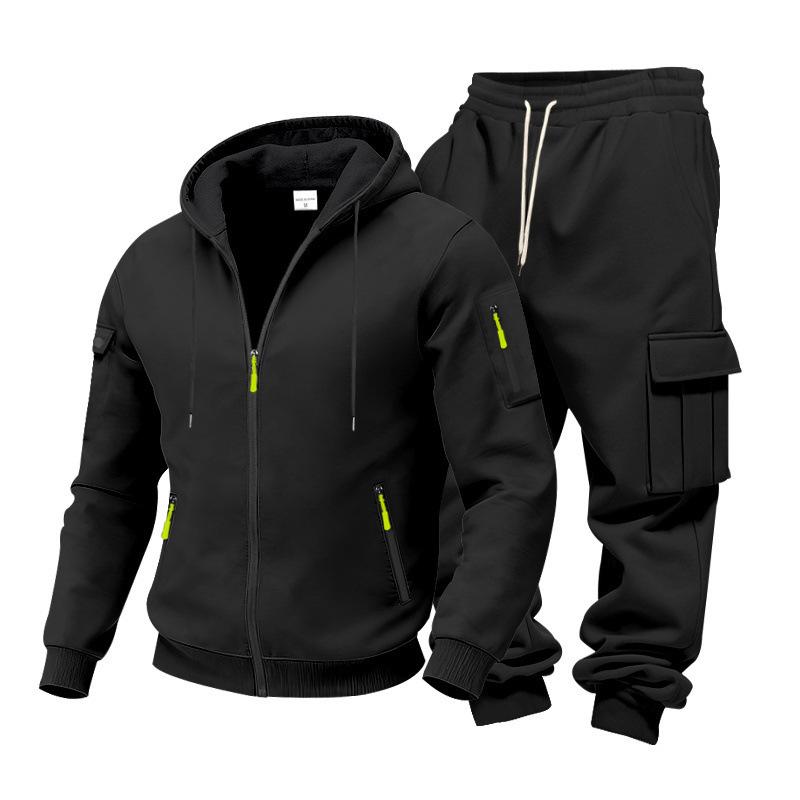 Men's Winter Hooded Fleece Two-Piece Tracksuit - New Fashion Style