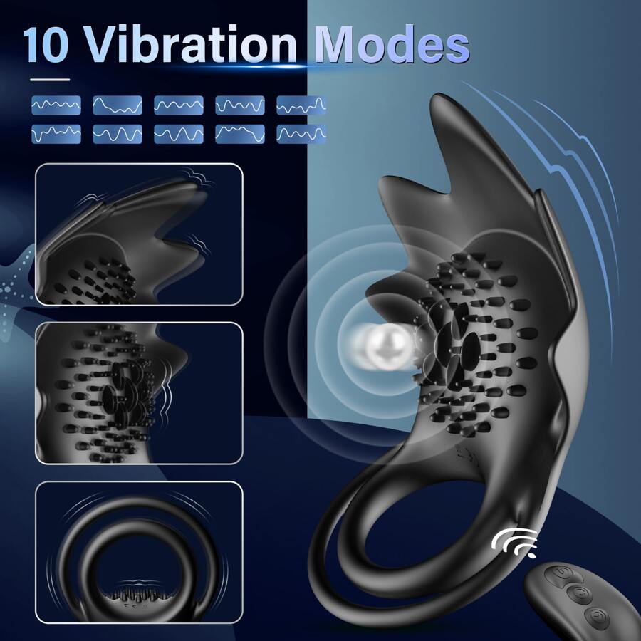 Vibrating Penis Ring Cock Ring Vibrator Male Penis Ring Masturbator Silicone Ring Vibrator Penis Ring for Masturbation Time Delay Male Adult Toys