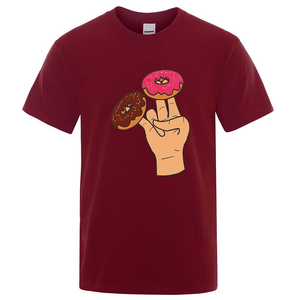 Two Donuts Are Needed Every Day Printed T-Shirts Men Casual Loose Clothing Oversized Summer Tops Cotton Hip Hop Harajuku Tshirts