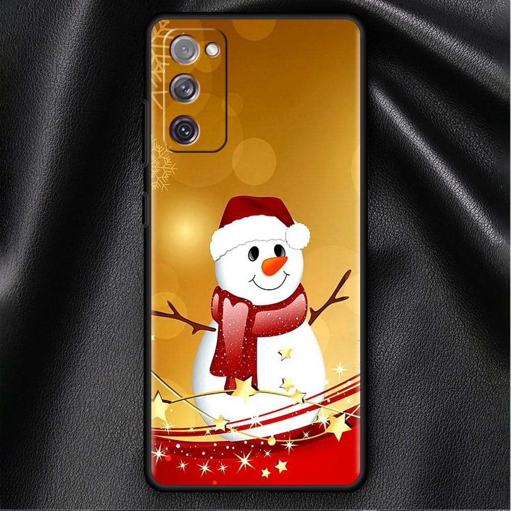 Bumper Case For Samsung Galaxy S22 Ultra S21 FE S20 Plus S10 Lite Phone Cover S10e S9 S8 S7 Silicone Funda Christmas Snowman Sac