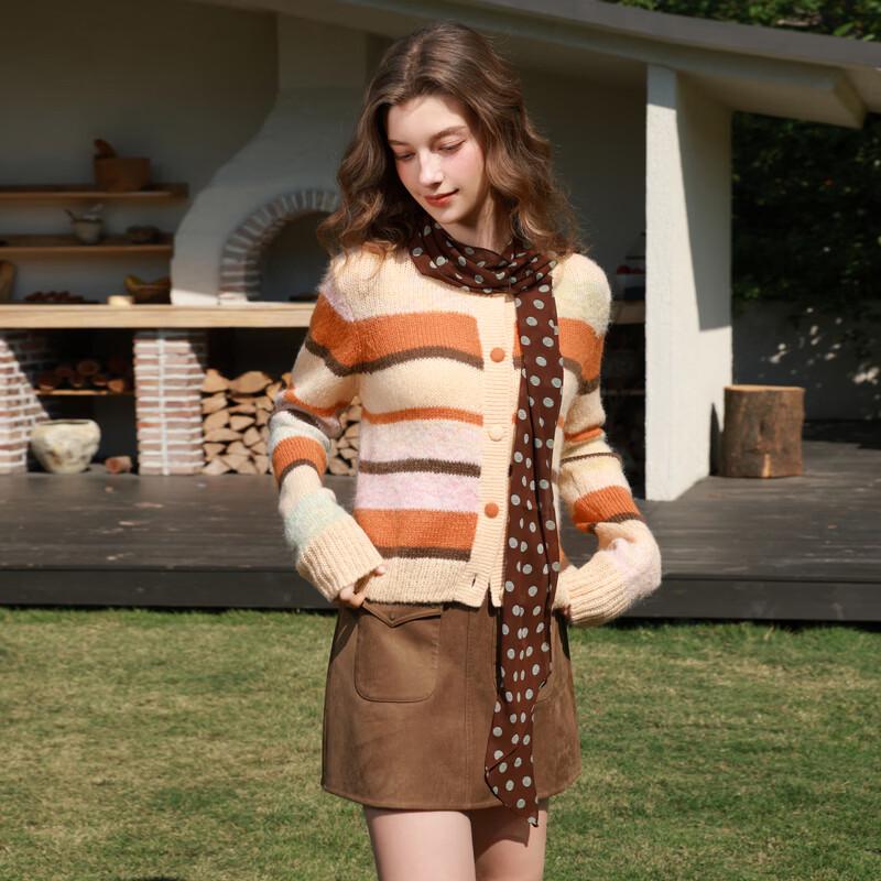 Sancai 2026 Spring Gradient Stripe Knit Cardigan