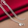 925 Sterling Silver Three Heart Chain Pendant Necklace Fashionable Wedding Jewelry