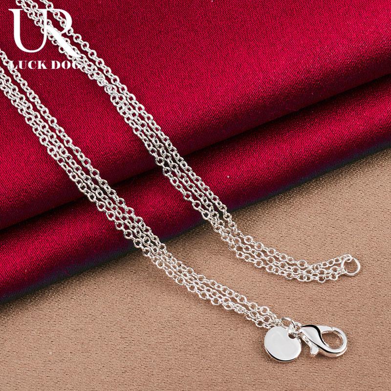 925 Sterling Silver Three Heart Chain Pendant Necklace Fashionable Wedding Jewelry