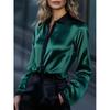 Women's Spring New Style Elegant Commuting Long-Sleeve Shirt Satin Color-Block Blouse