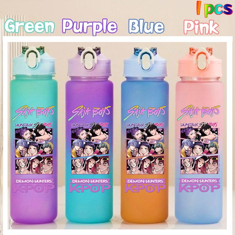 750ML KPop Demon Hunters HUNTR/X Rumi Mira Zoey Jinu Colore Degradé Tazza Acqua Bambino Borraccia con Cannuccia Saja Ragazzi Tigre Regalo