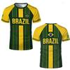 Brasilianische Stil Gedruckte Fußball T-Shirts Herren und Damen Sport Schnelltrocknendes Trikot Brasilien Flagge Grafik Kurzarm Tees