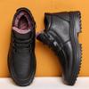 Winter First Layer Cowhide Leather Wool Men's Cotton Shoes with Velvet To Keep Warm Medium and Old Plus Size Men's Shoes Leather Shoes