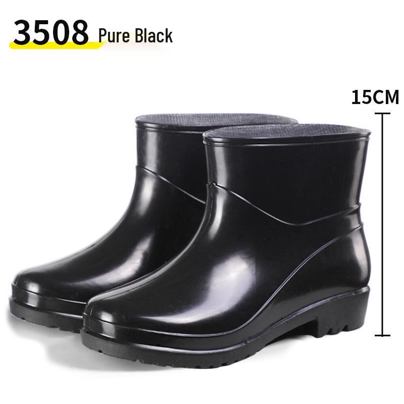 Women's Waterproof Short Rain Boots, Lined PVC, Anti-slip, Thick Sole, Solid Color, Warm & Durable.