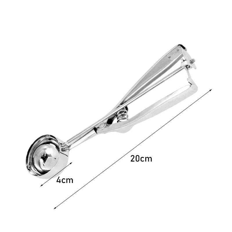 Thickened Stainless Steel Ice Cream Scoop with Trigger Fruit Baller Measuring Spoon for Baking Fruit Cookie Dough Cupcake