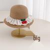 Girls' French Summer Straw Sun Hat - Wide Brim, UV Protection, Breathable Design