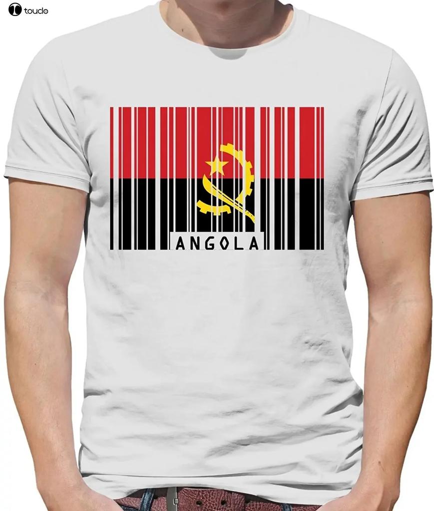 New T Shirt Unisex Fashion Pure Cotton Round Collar Unisex Angola Barcode Style Flag Unisexs Crewneck Tshirt 7 Colours Unisex S5xl