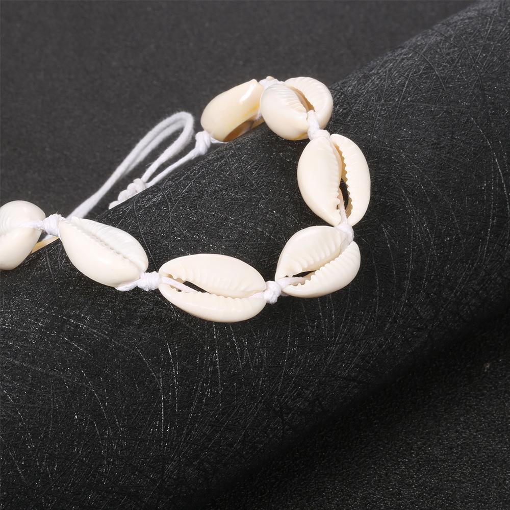 Women Shell Anklet Adjustable Natural Shell Hand-woven Anklet Beach Foot Jewelry For Girls