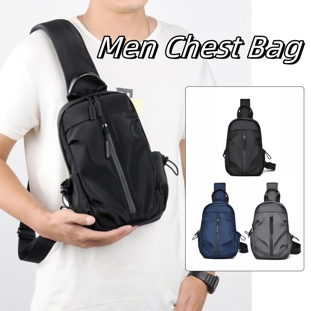 Multifunction Sports Crossbody Bag Solid Color Nylon Shoulder Bag Casual Men's Chest Bag  Fitness