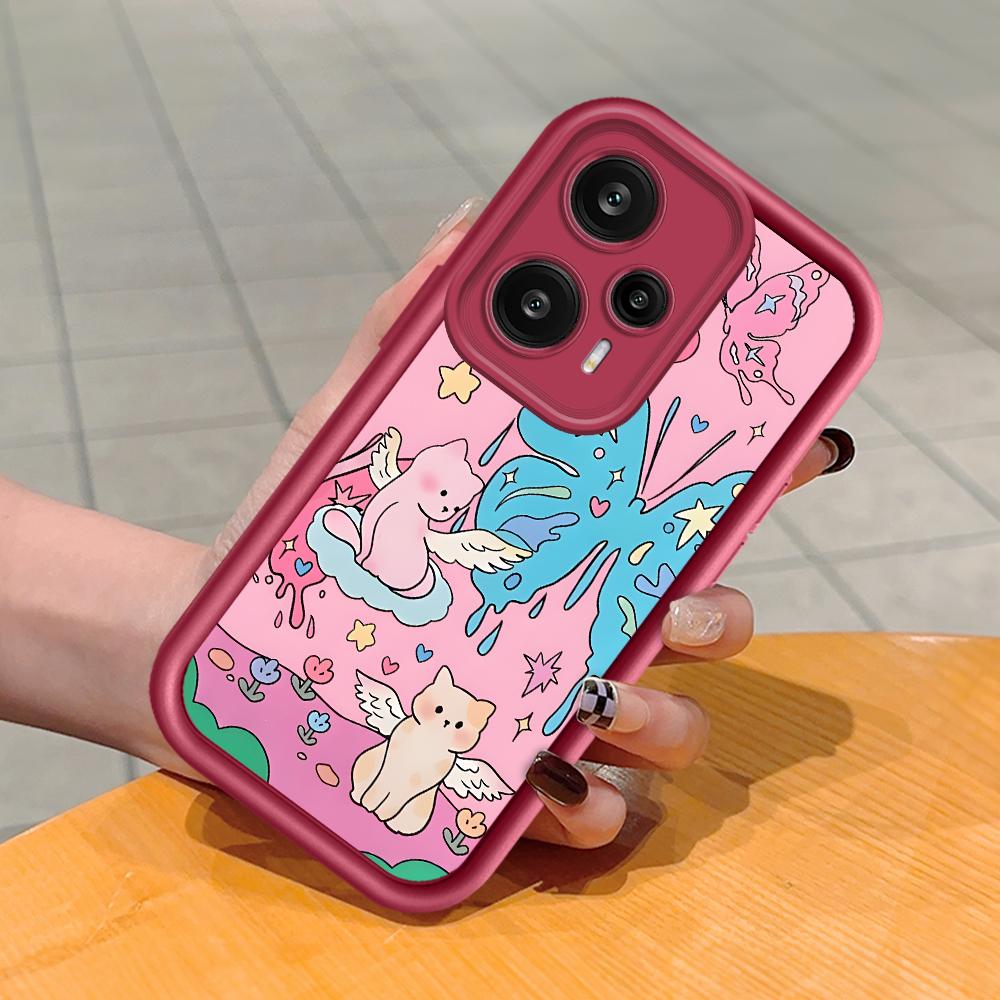 

Мягкий силиконовый квадратный чехол с рисунком лестницы для телефона, полное покрытие, противоударный защитный резиновый чехол для камеры для Xiaomi Redmi Redmi Note 12 Pro 5G темно-красного