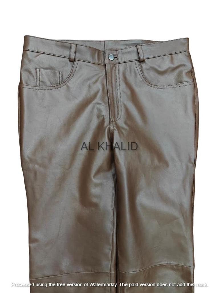 Casual Party Wear Biker Pant New Genuine Sheepskin Soft Real Men's Brown Handmade Leather