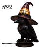 Halloween Room Decor Witch Hat Lamp Stained LED Light Table Lamp with Warm Glow Gothic Reading Nook Night Light for Bedroom Mantel Bookshelf