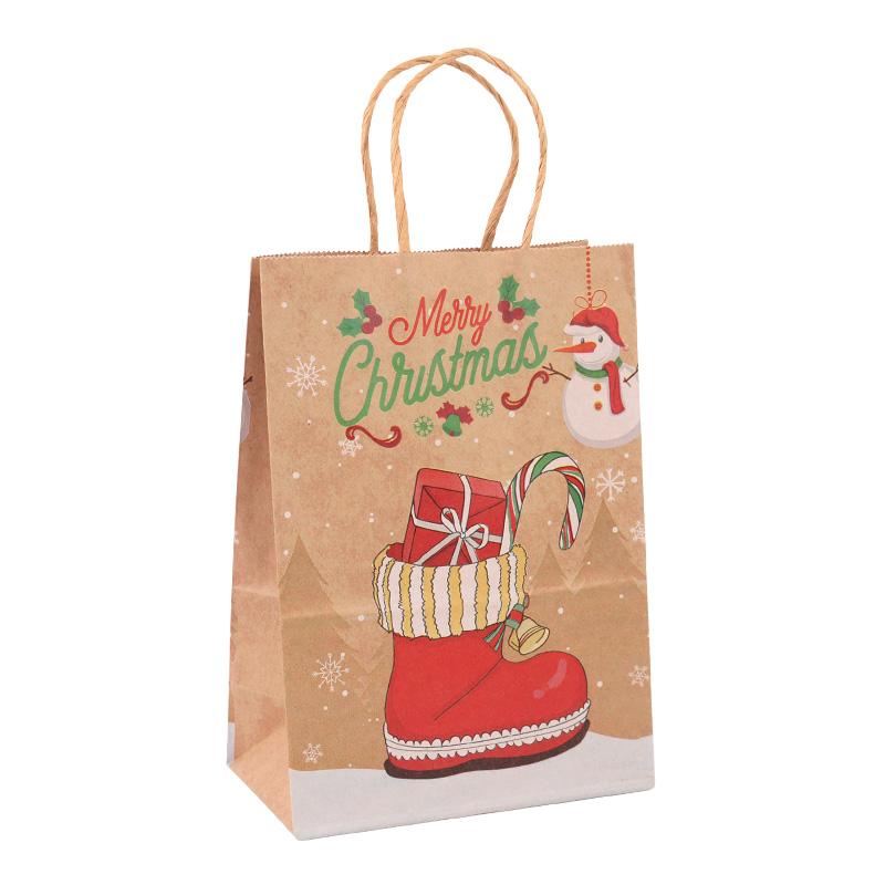 5pcs Kraft Paper Gift Bags Merry Christmas Candy Cookie Packaging Bag Boxes Natal Kids Favors 2025 New Year Party Decoration
