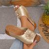 Flower Slippers Women's Slope Heel with Thick Bottom Summer Cool Slippers New Outer Wear
