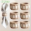 6 Piece Rustic Style Cylinder Napkin Ring Woven Dinning Towel Ring Natural Napkin Buckle  Banquet