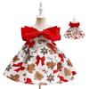 Rotes Weihnachtsprinzessinnenkleid mit Schleife und bauschigem Rock für Festivalauftritte
