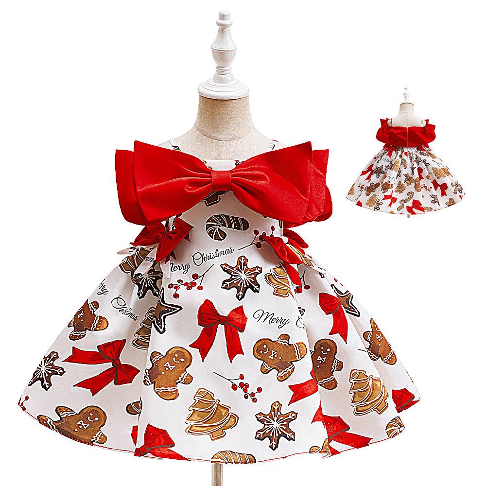 Rotes Weihnachtsprinzessinnenkleid mit Schleife und bauschigem Rock für Festivalauftritte