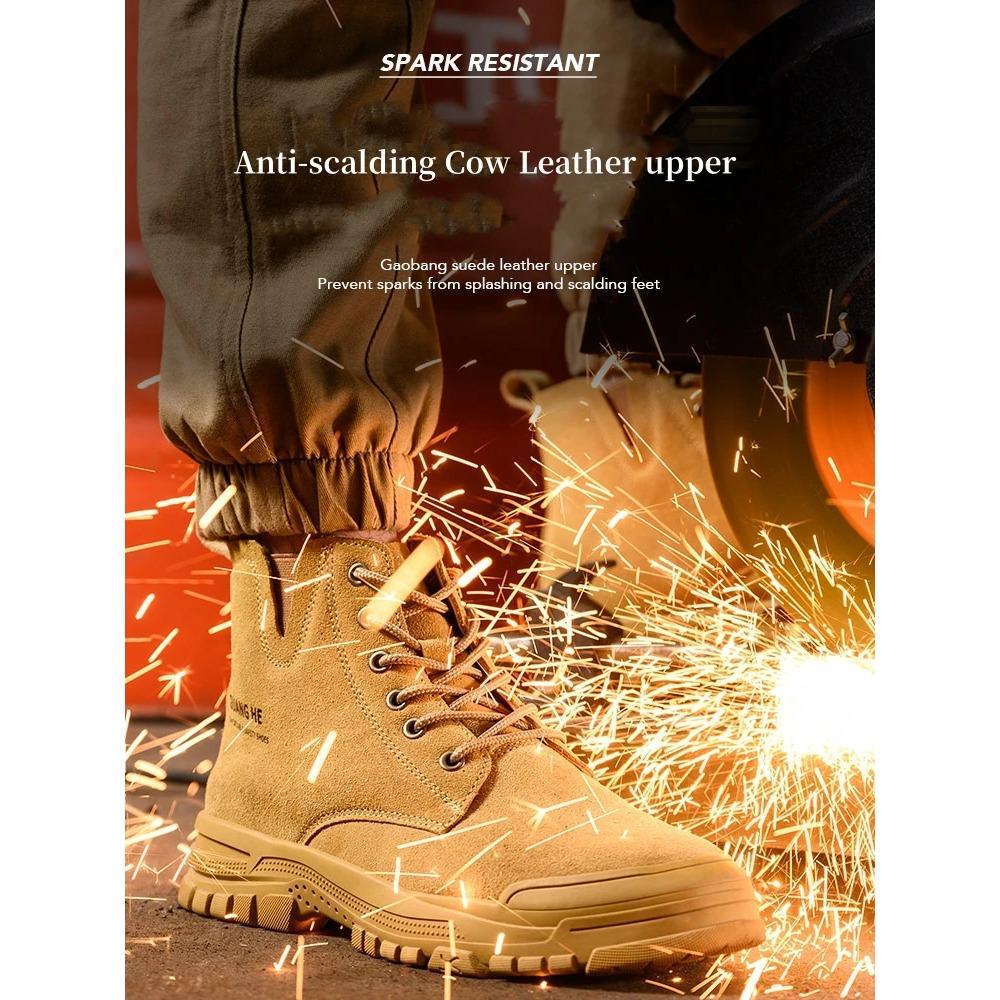 Work Safety Boots Men Autumn Winter Indestructible Anti-smash Anti-puncture Warm Work Shoes Protective Men Safety Shoes