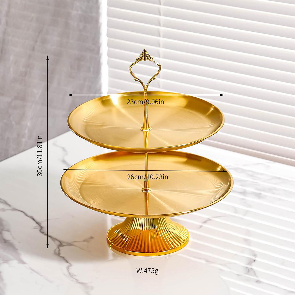 

Поднос для фруктов и закусок, роскошный журнальный столик из нержавеющей стали для гостиной, стойка регистрации, двухслойный поднос для десертов и конфет