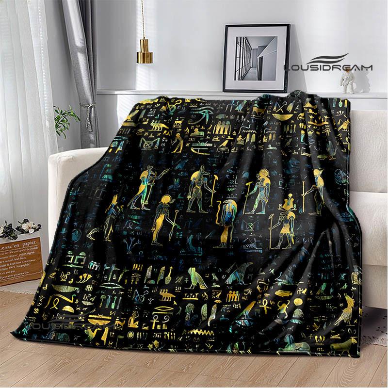 Egyptian pictograph symbol printed blanket Picnic blanket Warm Flannel blankets Home bed linings blankets for beds Birthday Gift