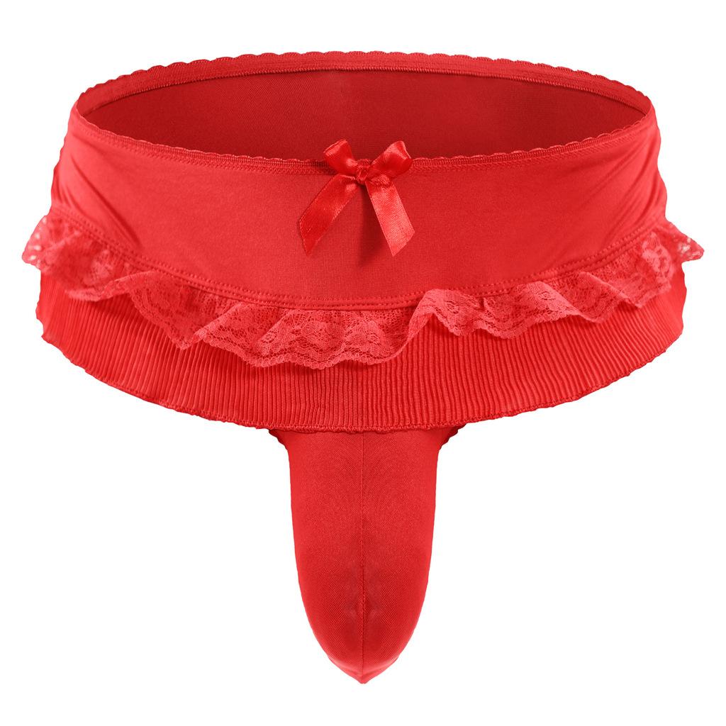 Ropa interior para hombre Sissy Braguita de Tanga con Volantes y Falda Nudo de Lazo Tiro Bajo G-String Bikini Briefs Falda Mini Plisada Skater Gay Ropa interior
