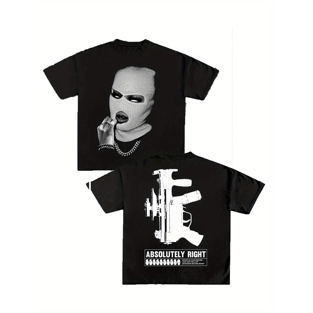 Men's Y2K Graphic T-Shirt Double-Sided Print Casual Short Sleeve Crew Neck Summer Tee with Bold "ABSOLUTELY RIGHT" Tops