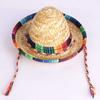 Carnival Hat, Mini Mexican Straw Hat, Natural Colorful Braided Edge Hat, Breathable Festive Party