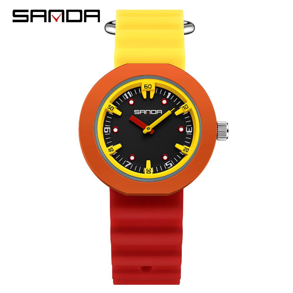 Sanda Student Fashion Silicone Round Quartz Waterproof Luminous Watch