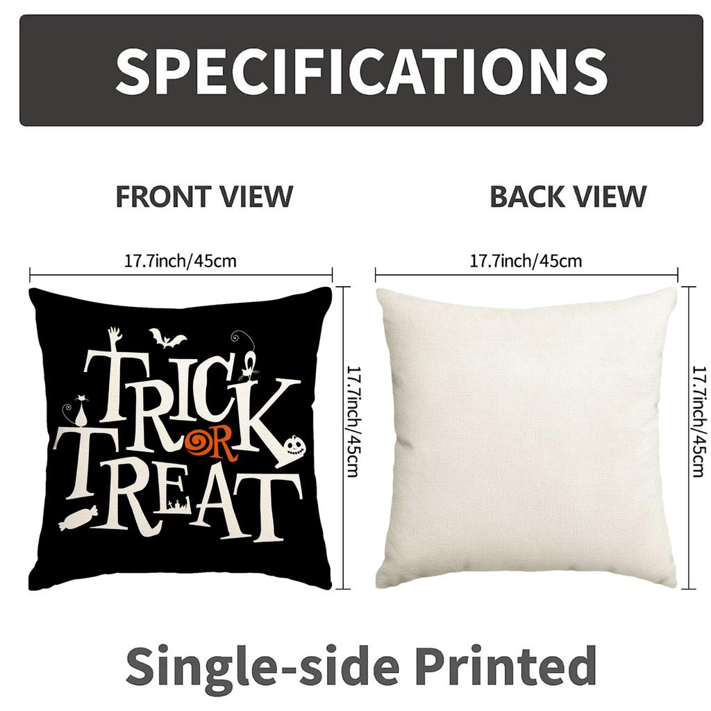 1Pc/4Pcs Halloween Pillow Cover, Trick Or Treat Decorative Pillow Cover, Black Spider Web, Pumpkin Head, Ghost Cushion Cover