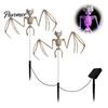 Ossa di Pipistrello 3D Realistiche, Luci Solari da Giardino per Halloween, Decorazioni per Sentieri Scheletriche, Accessori da Cortile Impermeabili a LED, Pali Luminosi Spettrali