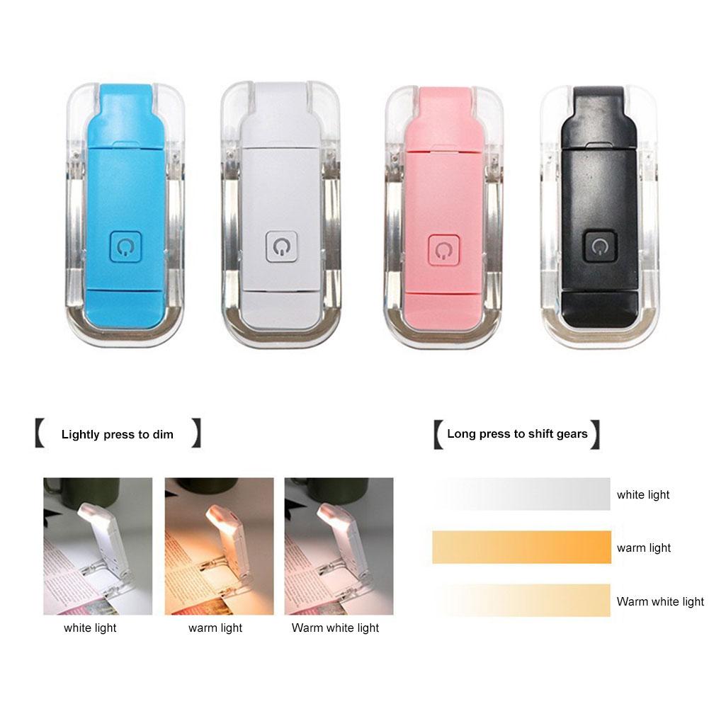 LED USB Rechargeable Book Light Reading Light Eye Protection Night Light Portable Clip Desk Light Bookmark Read Light Night Lamp