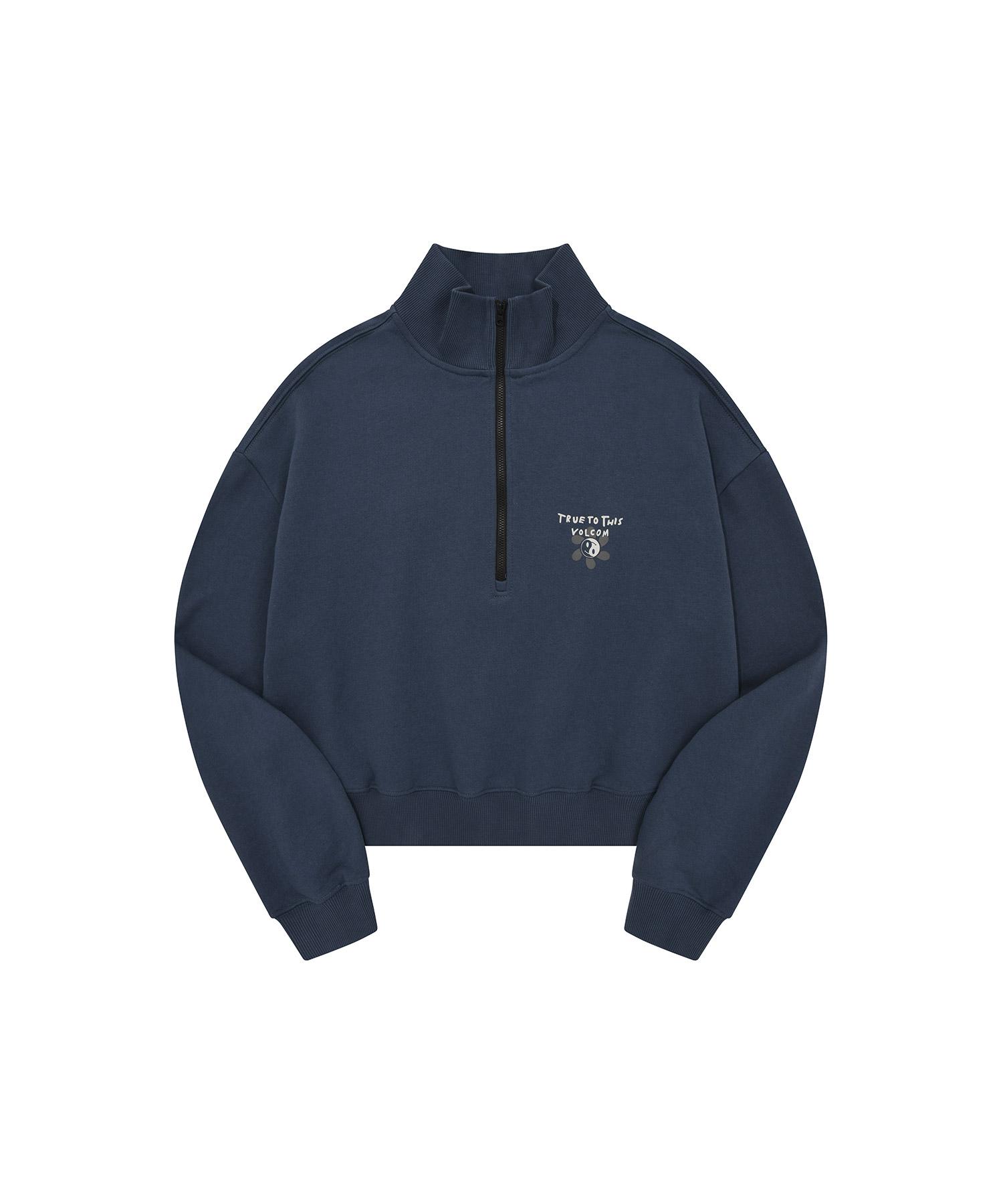 Женская оверсайз толстовка Volcom True To This с молнией на половину (военно-морской флот) S