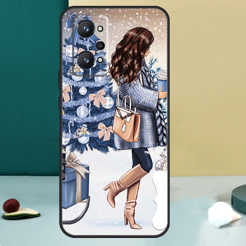 Fashion Girl Merry Christmas For OPPO Realme C33 C55 C35 C31 C30 C21Y C25 C11 C15 GT Neo 5 3T 2T 8 9 10 11 Pro Plus Case