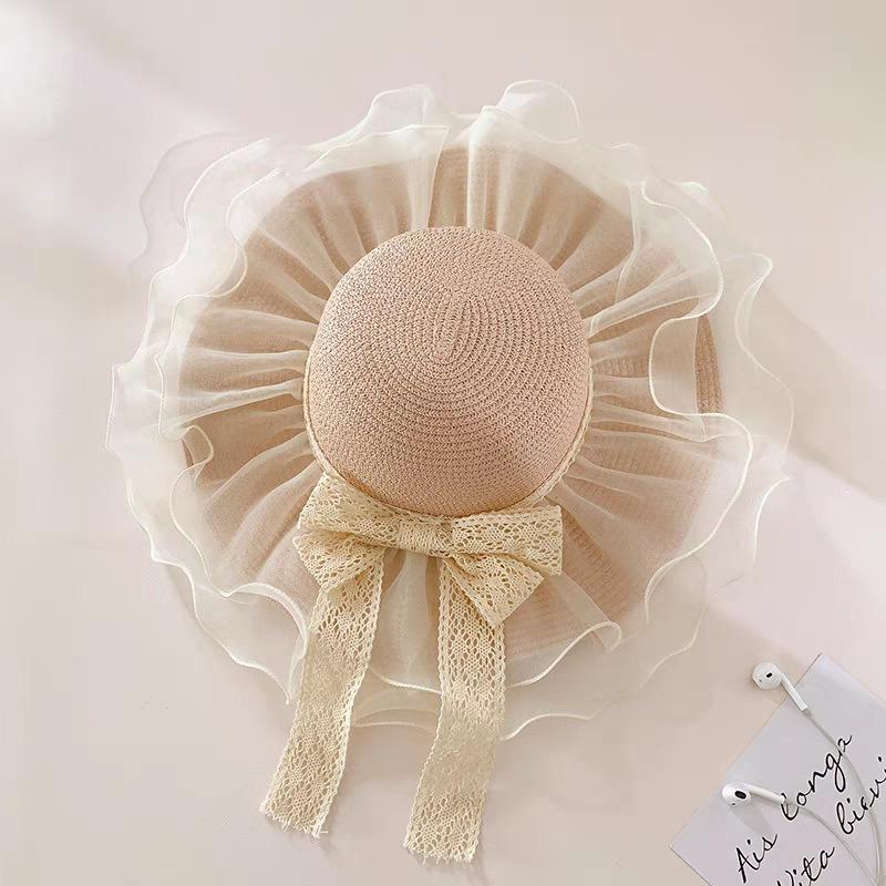 Lace Bow Big Brim Straw Hat Seaside Beach Sunscreen Hat Ladies Pretty Sun Hat