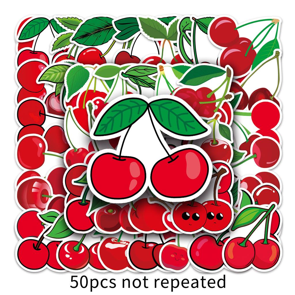 50 Cherry Doodle Personality Cartoon Fruit Children's Gourmet Card DIY Mobile Suitcase Sticker Waterproof