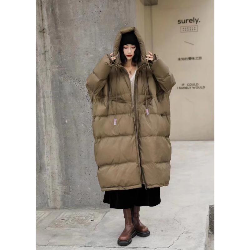 Nadměrný péřový kabát pro ženy Hřejivá bunda s bílým kachním peřím Korejský s kapucí, volný Parker kabát Podzim a zima