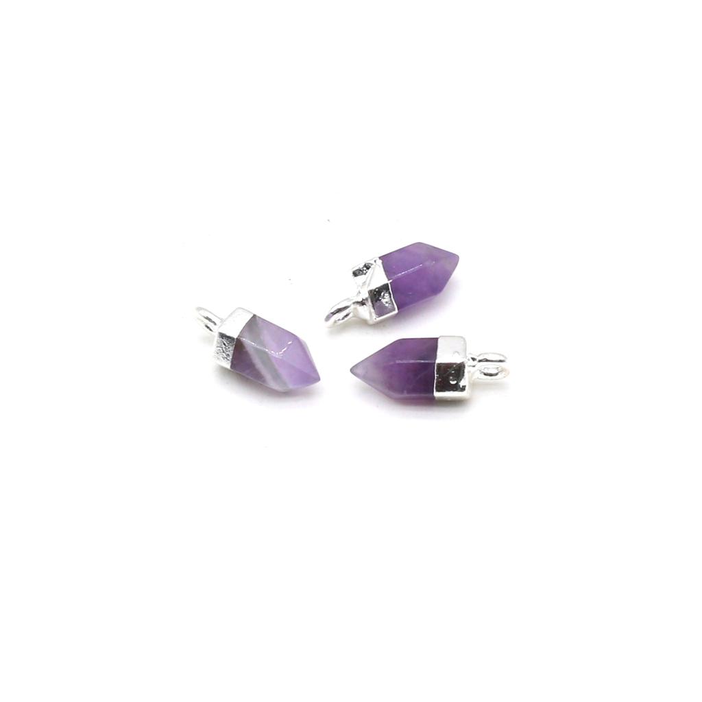 1 Stück kleiner sechseckiger Kegel-Anhänger aus Naturstein, Damen-Herren-Charms für DIY-Schmuckzubehör, Muttertags-Ostergeschenke, 5 x 13 mm