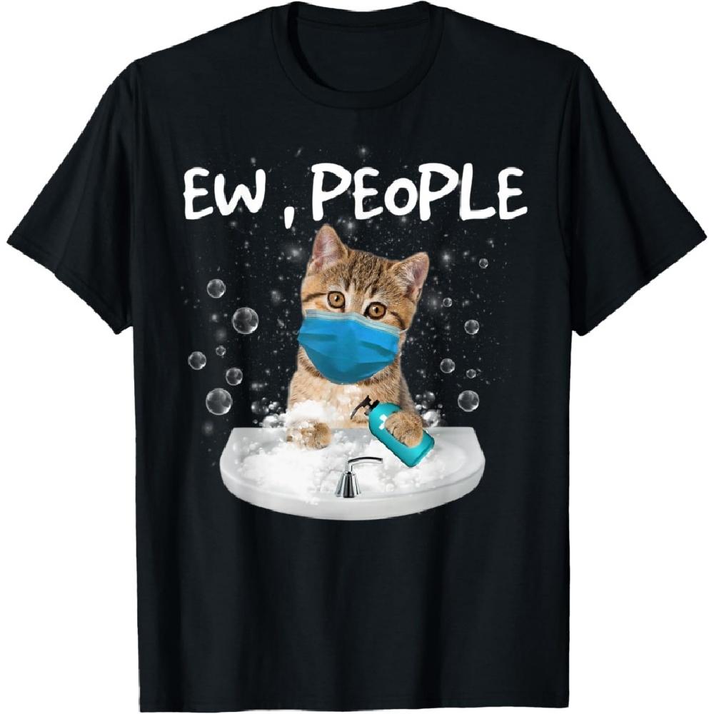 

British Shorthair Cat Ew People Wearing A Face Mask Kitty T-Shirt S