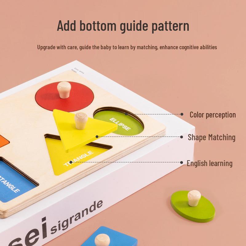 Montessori Wooden Geometric Toddler Puzzle - 3D Cognitive Educational Toy